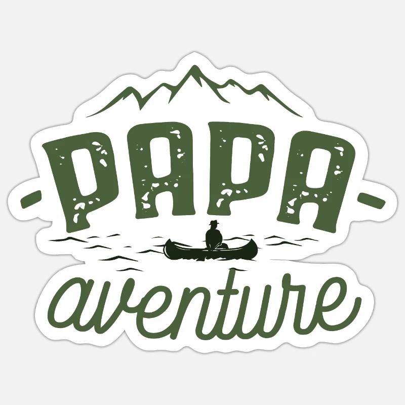 Papa aventure - Sticker taille S (10 x 10 cm) - blanc mat