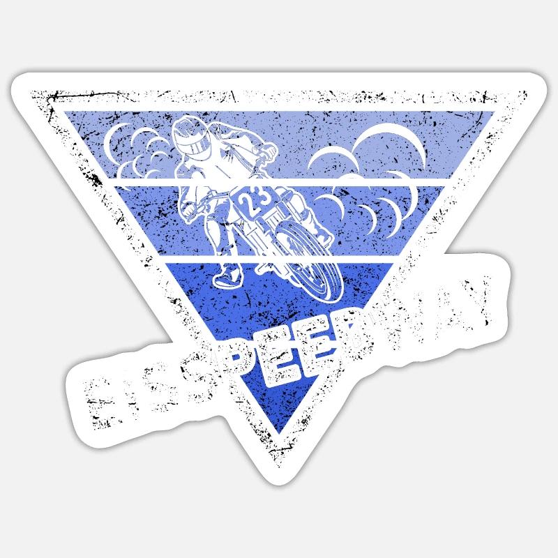 Retro Eisspeedway I Motorradfahrer Biker Motorrad - Sticker Größe S (10 x 10 cm) - Mattweiß