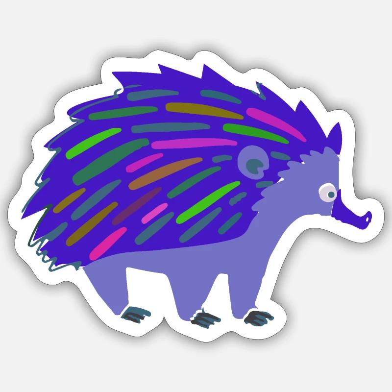 igel,regenbogen,bunt,blau - Sticker Größe S (10 x 10 cm) - Mattweiß
