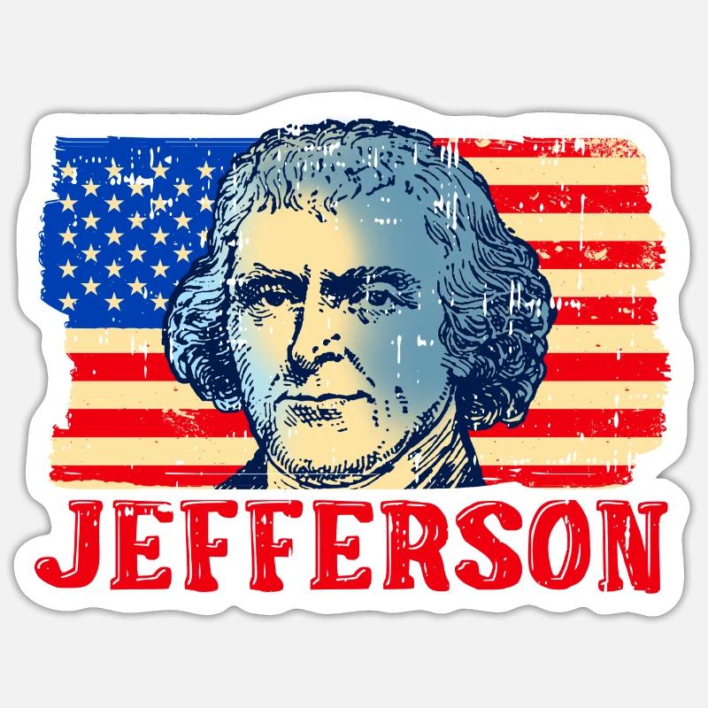 Thomas Jefferson - Sticker Größe S (10 x 10 cm) - Mattweiß