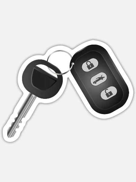 einzelner Autoschlüssel mit Funkfernbedienung - Sticker Größe S (10 x 10 cm) - Mattweiß