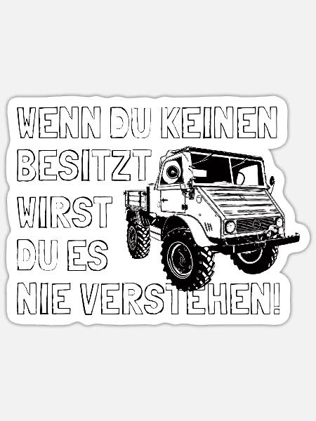 Unimog - Oldtimer - Offroad - Universal Motorgerät - Sticker Größe S (10 x 10 cm) - Mattweiß