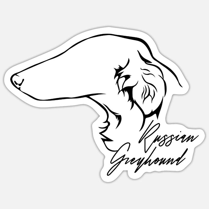 RUSSIAN GREYHOUND Profil Chiens Wilsigns - Sticker taille S (10 x 10 cm) - blanc mat