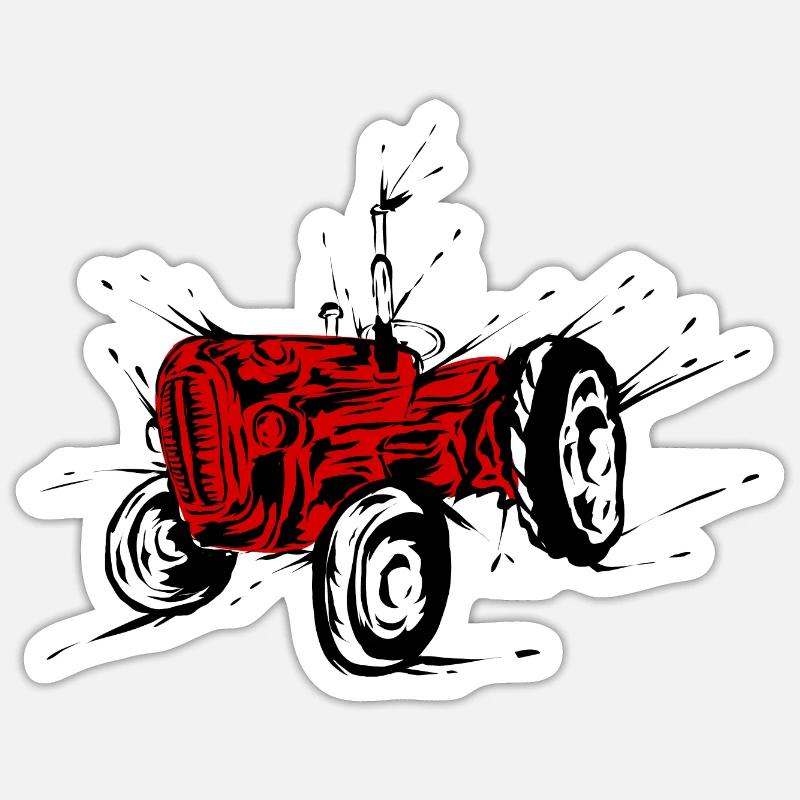 Old red tractor Sticker size S (10 x 10 cm)