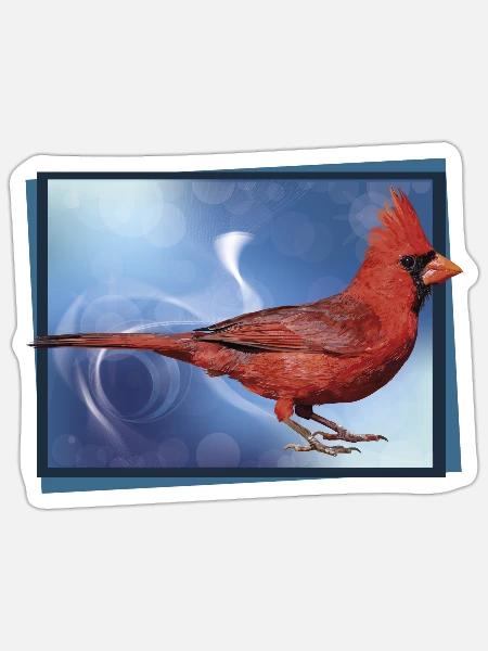 Der nördliche Kardinal - Sticker Größe S (10 x 10 cm) - Mattweiß