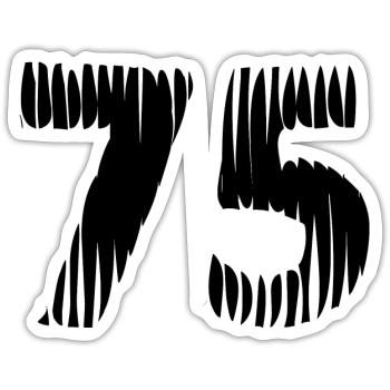 75 number jersey - Sticker size S (10 x 10 cm) - white matte - Front