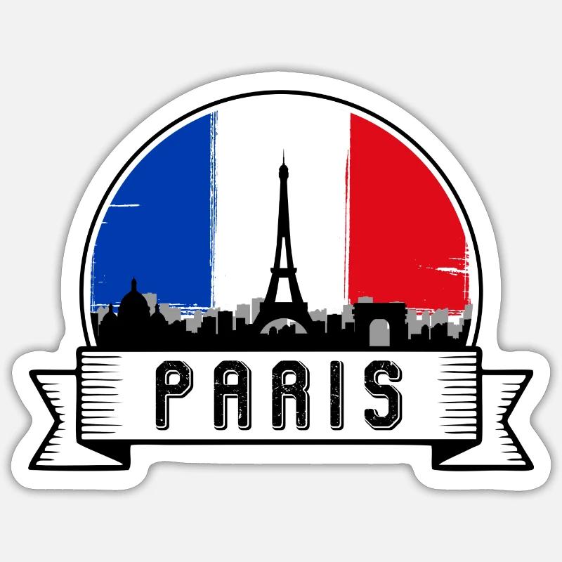 Paris Skyline Emblem - Sticker size S (10 x 10 cm) - white matte