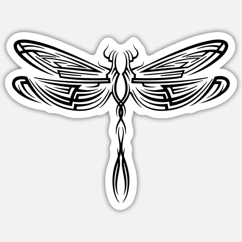 Drachenfliege libelle Tribal Tattoo - Sticker Größe S (10 x 10 cm) - Mattweiß