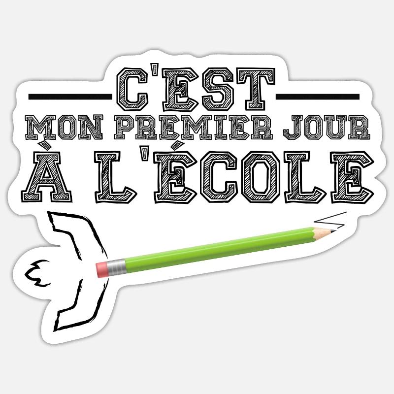 c'est mon premier jour à l'école - Sticker taille S (10 x 10 cm) - blanc mat