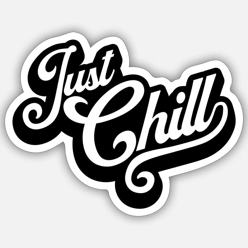 Just Chill Text Logo - Sticker taille S (10 x 10 cm) - blanc mat