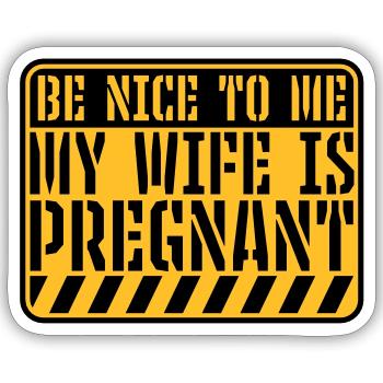 ma femme est enceinte - Sticker taille S (10 x 10 cm) - blanc mat - Devant