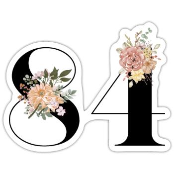 84th Anniversary Flowers (Gift of 84 years) - Sticker size S (10 x 10 cm) - white matte - Front
