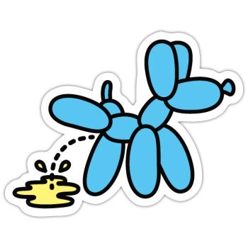 Drôles de ballons Animaux Ballon Artistes Pee Dog - Sticker taille S (10 x 10 cm) - blanc mat - Devant