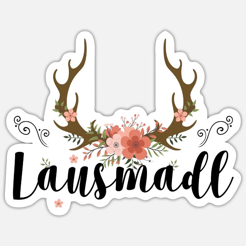 Lausmadl | Trachten Mode Dirndl - Sticker Größe S (10 x 10 cm) - Mattweiß