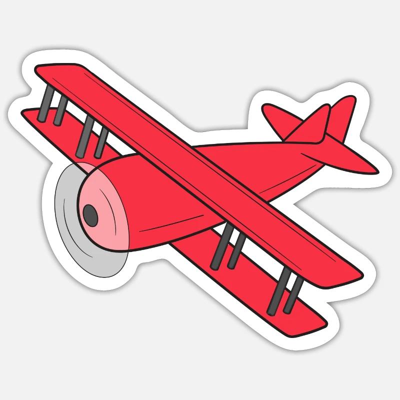 Biplan d’aéronef Sticker taille S (10 x 10 cm)