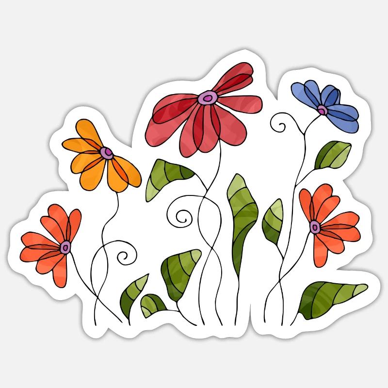 Fleur - Sticker taille S (10 x 10 cm) - blanc mat