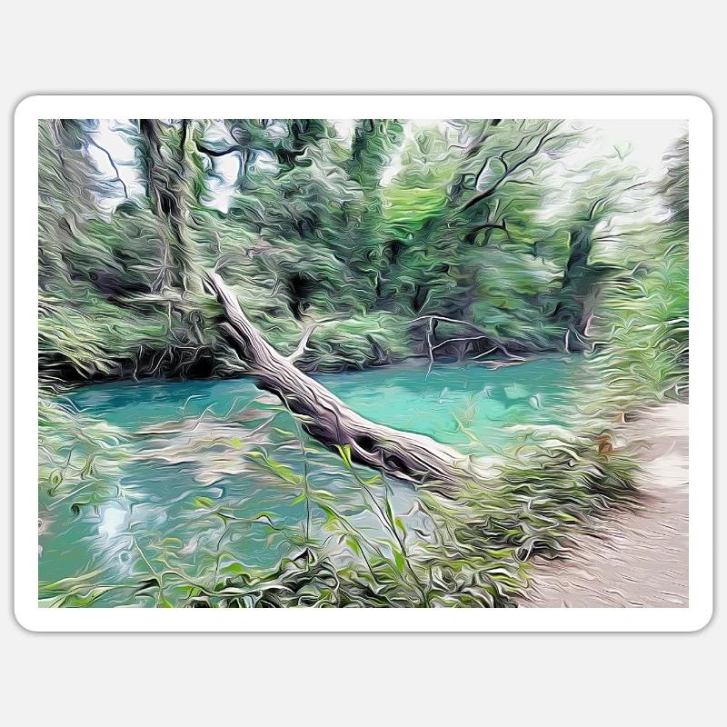 Dessin de la Provence - Rivière de la Bresque Sticker taille S (10 x 10 cm)