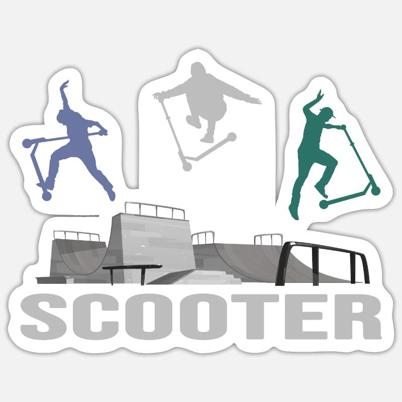 stuntscooter rollerscooter scooter e-scooter - Sticker Größe S (10 x 10 cm) - Mattweiß