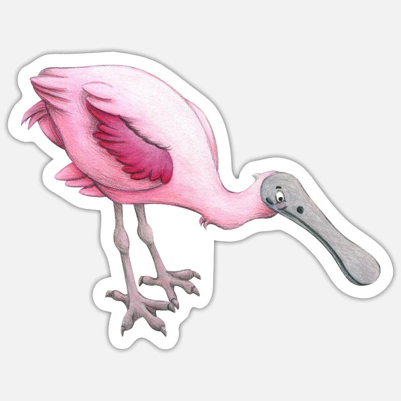 pink spoonbill - Sticker size S (10 x 10 cm) - white matte