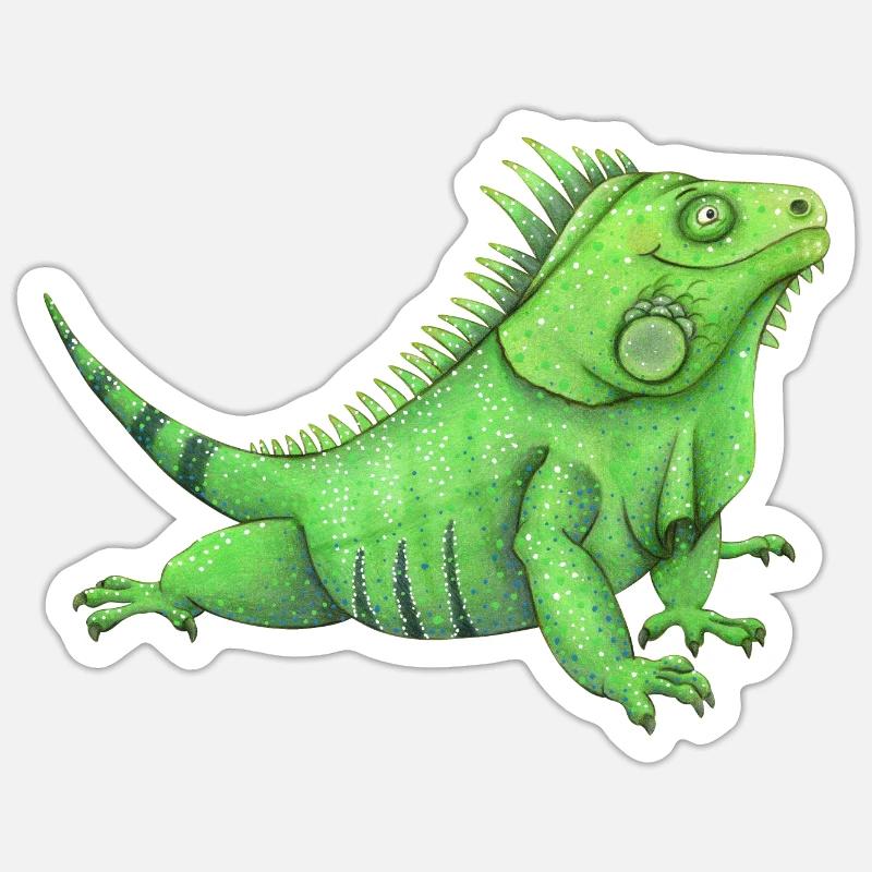 drôle d’iguane - Sticker taille S (10 x 10 cm) - blanc mat