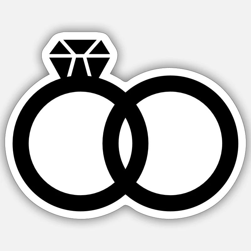 Wedding Rings Ring Wedding - Sticker size S (10 x 10 cm) - white matte