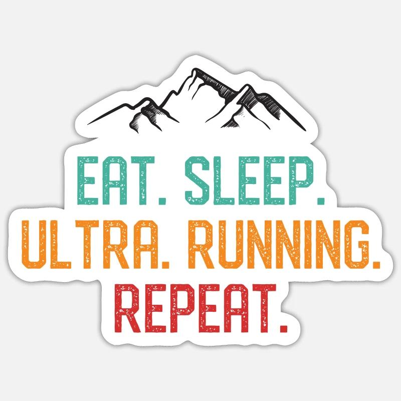 Manger. Dormir. Ultra Running. Répéter. - Sticker taille S (10 x 10 cm) - blanc mat