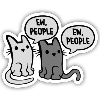 Lustige Katzen ew people - Sticker Größe S (10 x 10 cm) - Mattweiß - Vorne