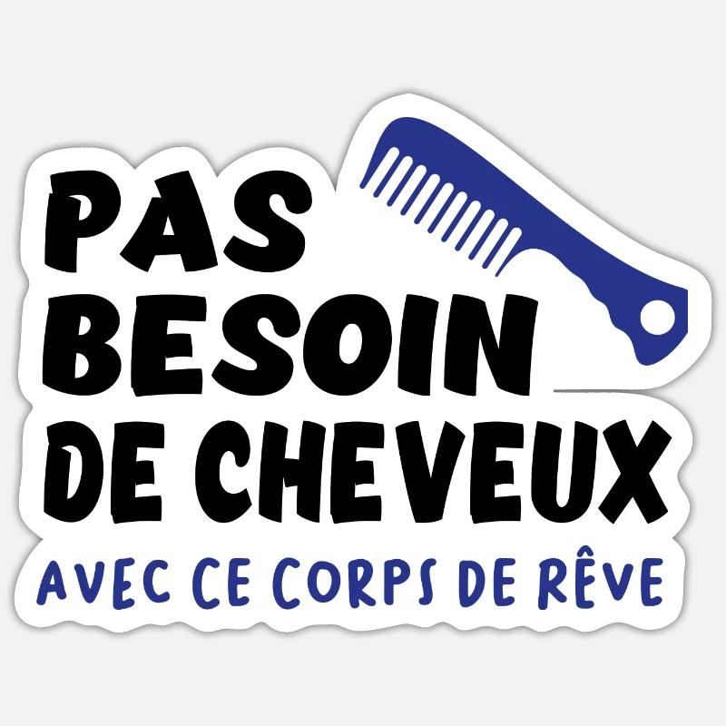 Pas besoin de cheveux avec ce corps de rêve - Sticker taille S (10 x 10 cm) - blanc mat