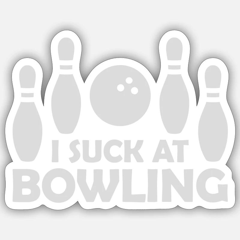I suck at bowling - Sticker size S (10 x 10 cm) - white matte
