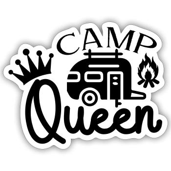 Camp Queen 01 - Sticker Größe S (10 x 10 cm) - Mattweiß - Vorne