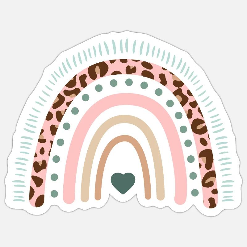 Regenbogen Boho Boheme Kind Baby Leopard Mädchen Sticker Größe S (10 x 10 cm)
