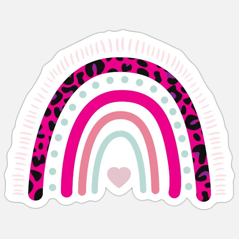 Regenbogen Boho Boheme Kind Baby Leopard Mädchen Sticker Größe S (10 x 10 cm)