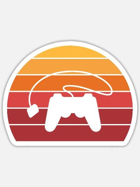 Gamer Controller Sunset Retro Vintage - Sticker Größe S (10 x 10 cm) - Mattweiß