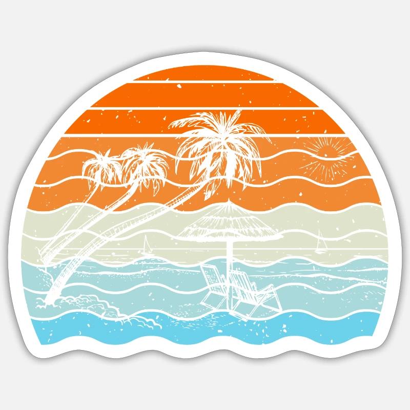 Vintage Summer Beach Sunset - Sticker size S (10 x 10 cm) - white matte