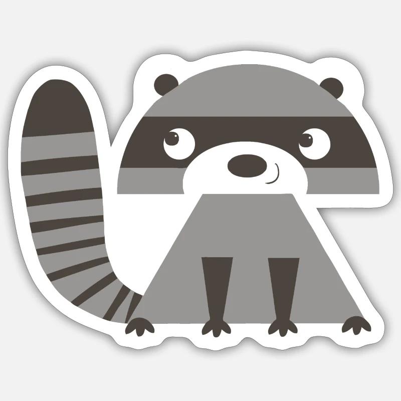 Raton laveur - Sticker taille S (10 x 10 cm) - blanc mat