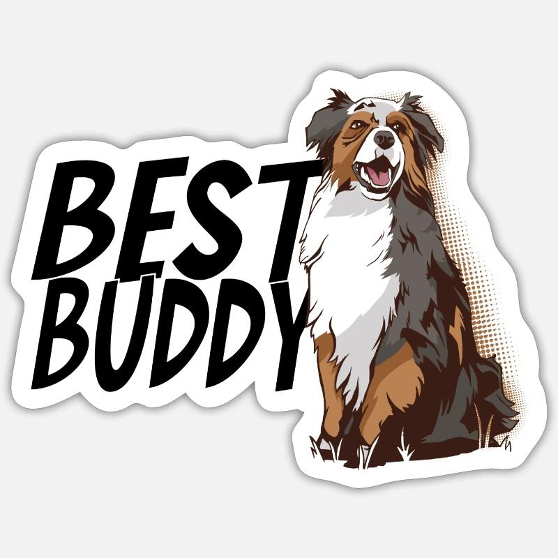 Australian Shepherd Aussie Geschenk Best Buddy Sticker Größe S (10 x 10 cm)