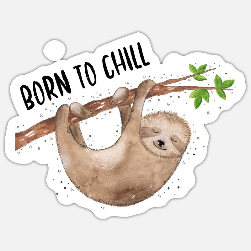 Faultier Chill - Sticker Größe S (10 x 10 cm) - Mattweiß