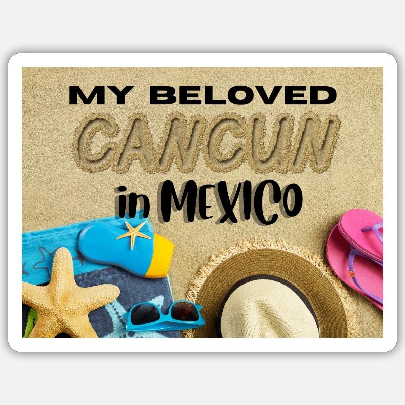 Cancun, greetings from Cancun - Sticker size S (10 x 10 cm) - white matte
