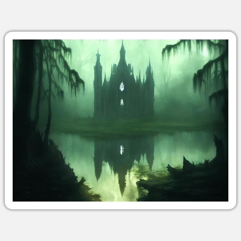 Temple dans le marais Sticker taille S (10 x 10 cm)
