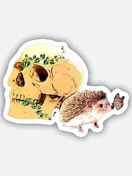 Kleiner neugieriger Igel - Sticker Größe S (10 x 10 cm) - Mattweiß