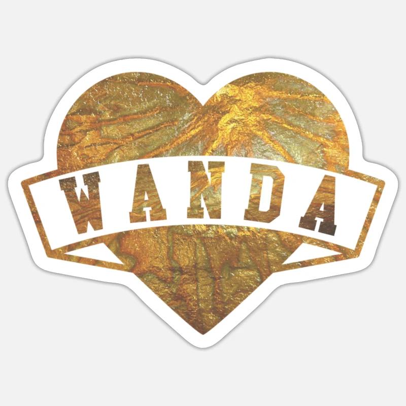 Wanda Hearts Or - Sticker taille S (10 x 10 cm) - blanc mat