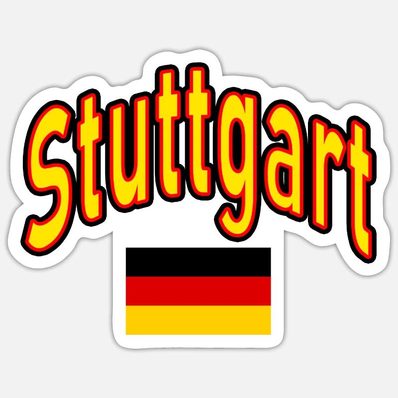 Drapeau de Stuttgart Allemagne - Sticker taille S (10 x 10 cm) - blanc mat