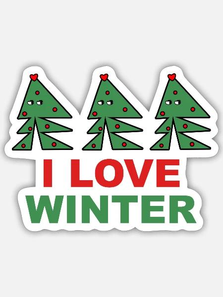I Love Winter - Sticker Größe S (10 x 10 cm) - Mattweiß