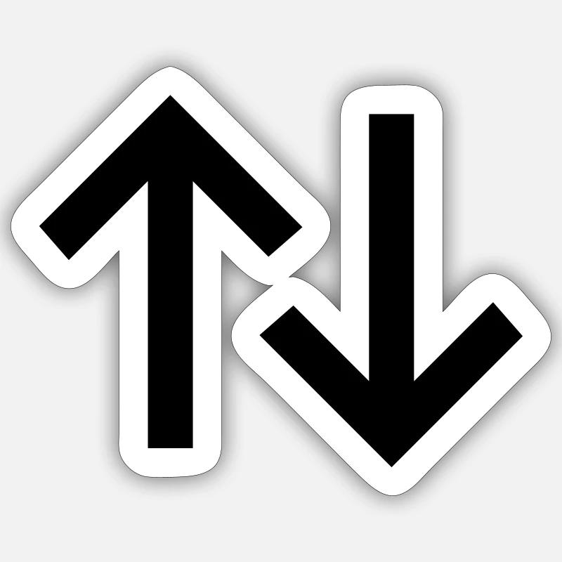 flèches haut vers le bas icône symbole signe - Sticker taille S (10 x 10 cm) - blanc mat