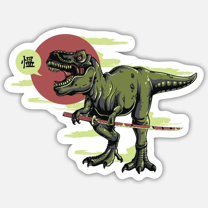 Samurai dinosaur - Sticker Größe S (10 x 10 cm) - Mattweiß
