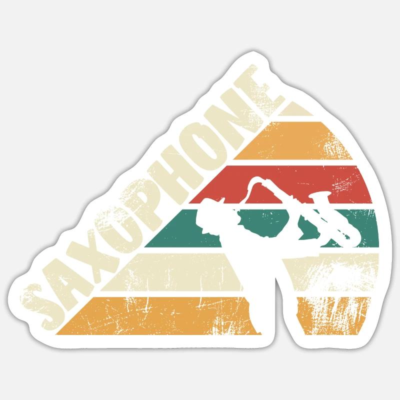 Saxophone Jazz Player - Sticker taille S (10 x 10 cm) - blanc mat