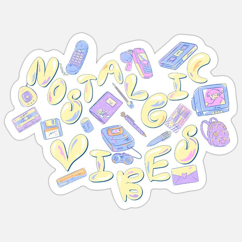 Vibrations nostalgiques (jaune) Sticker taille S (10 x 10 cm)