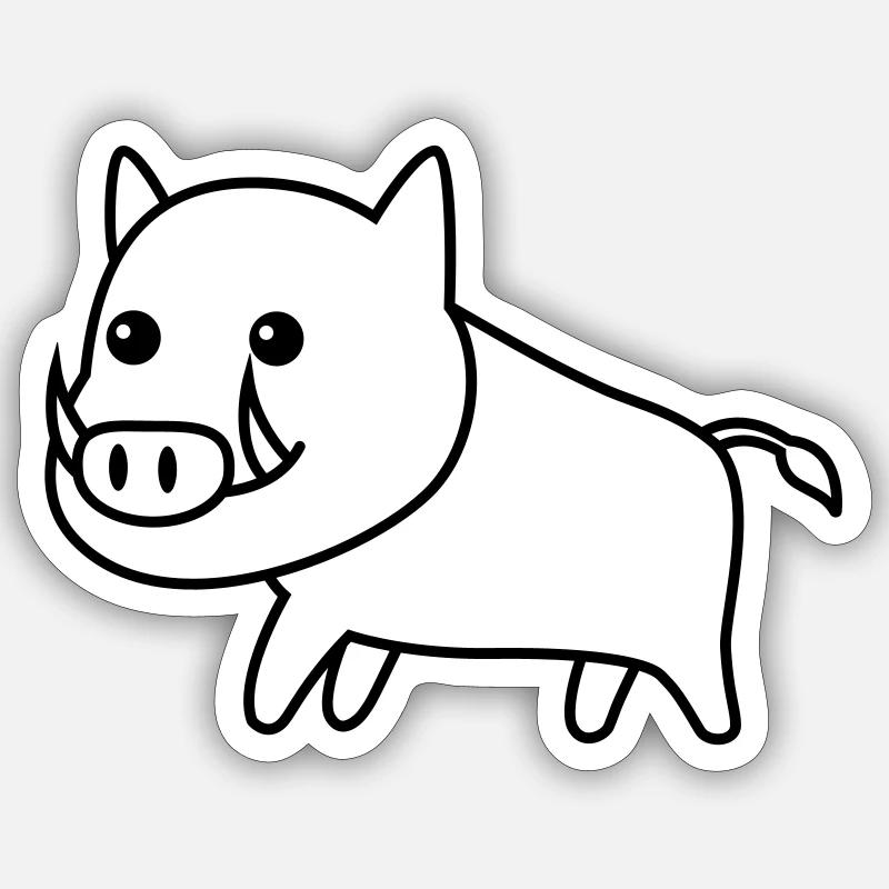 Wildschwein Comic Tier - Sticker Größe S (10 x 10 cm) - Mattweiß