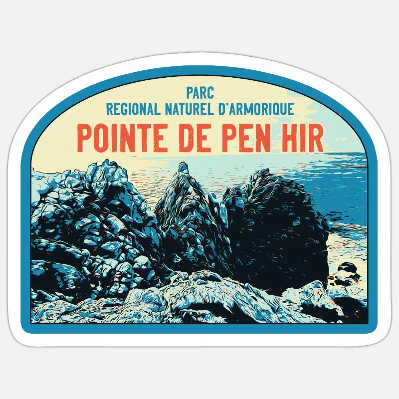 Parc régional d'Armorique, la Pointe de Pen Hir - Sticker taille S (10 x 10 cm) - blanc mat