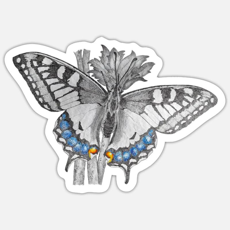 Papillon - Papillon - Sticker taille S (10 x 10 cm) - blanc mat